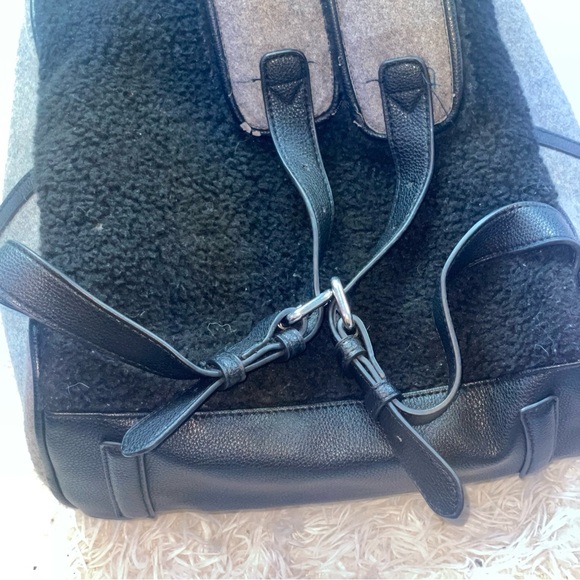 Adam Lippes for Target Shearling Backpack Handbag Bag Grey & Black Plaid Fur - Picture 3 of 16